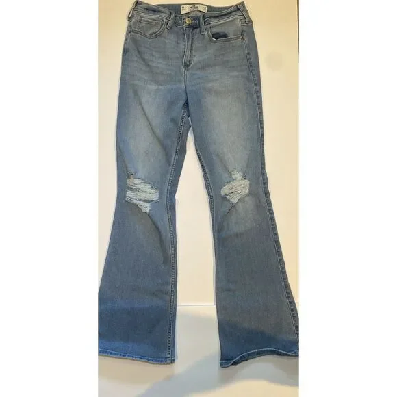 HOLLISTER Curvy Mid-Rise Boot Cut Jeans Juniors Size 9R W29 L31 Blue Stretch - Picture 2 of 6